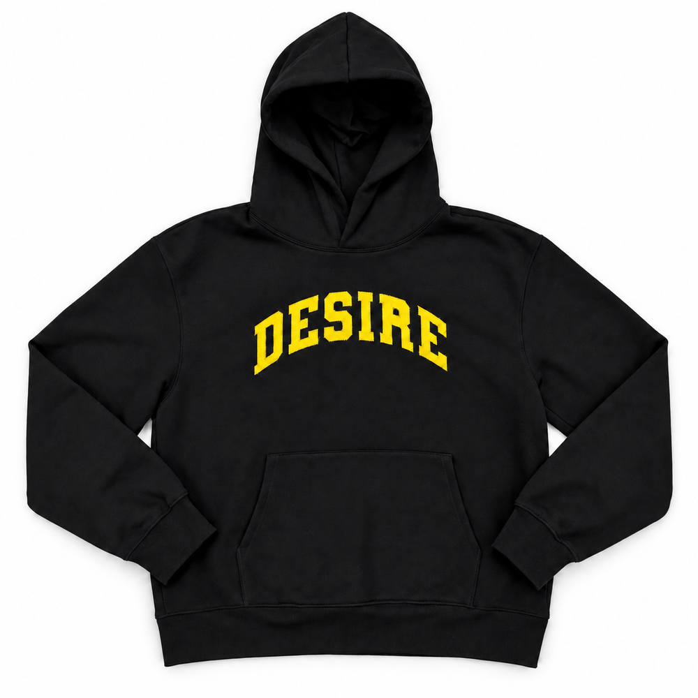 DESIRE Appliqué Hoodie — Black / Yellow