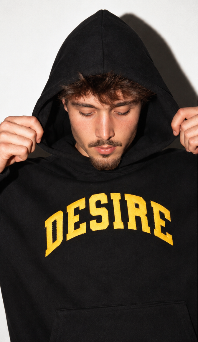 DESIRE Appliqué Hoodie — Black / Yellow