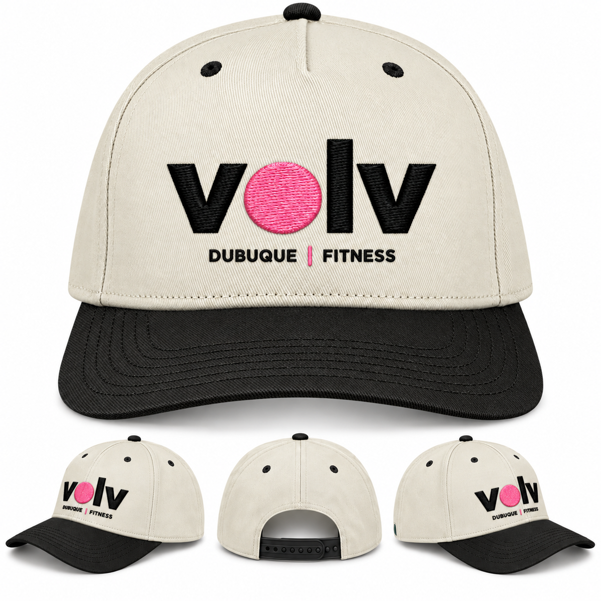 Volv in Pink — Twill Adj Hat Stone/Black