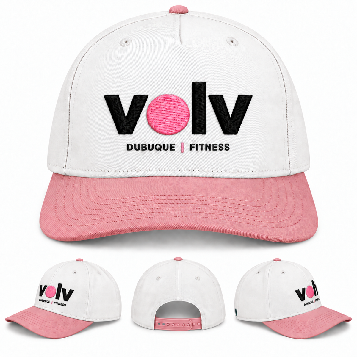 Volv in Pink — Twill Adj Hat White/dusty Rose