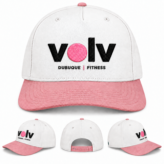 Volv in Pink — Twill Adj Hat White/dusty Rose